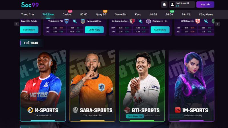 Sân chơi cá cược thể thao tại nhà cái SOC99