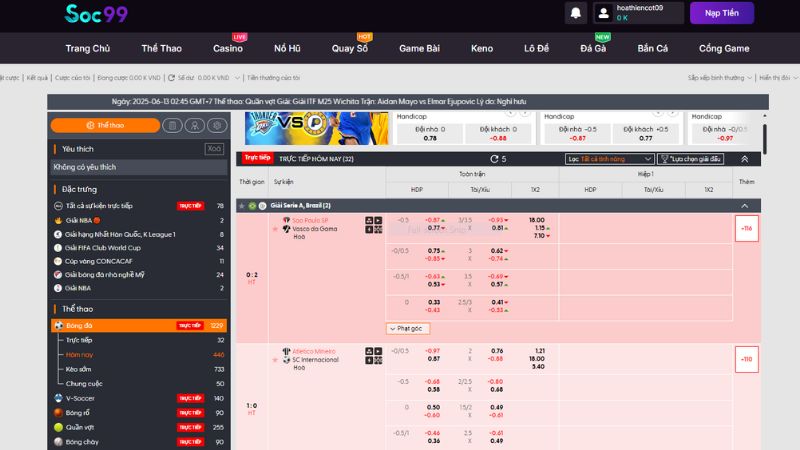 Thể thao SOC99 với sảnh BTI – Sports