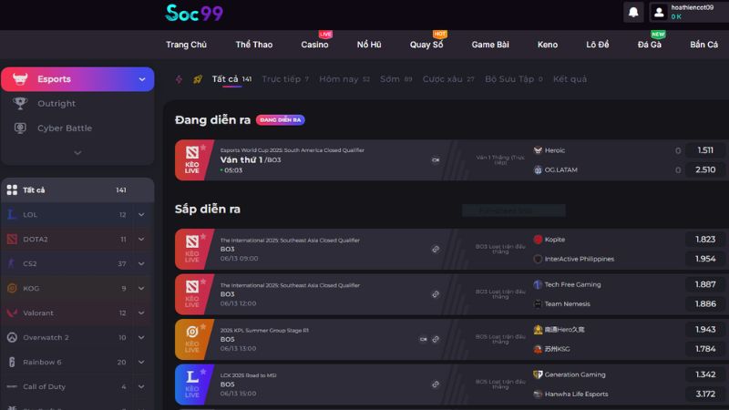 Thể thao SOC99 với sảnh IM – Sports