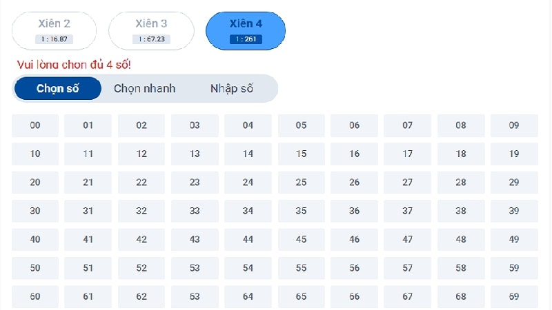 Sản phẩm lô xiên tại xổ số SOC99
